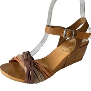 Ethem Wedge Sandals 7 EU37 Open Toe Ankle Strap Strappy Buckle Closure Shoe